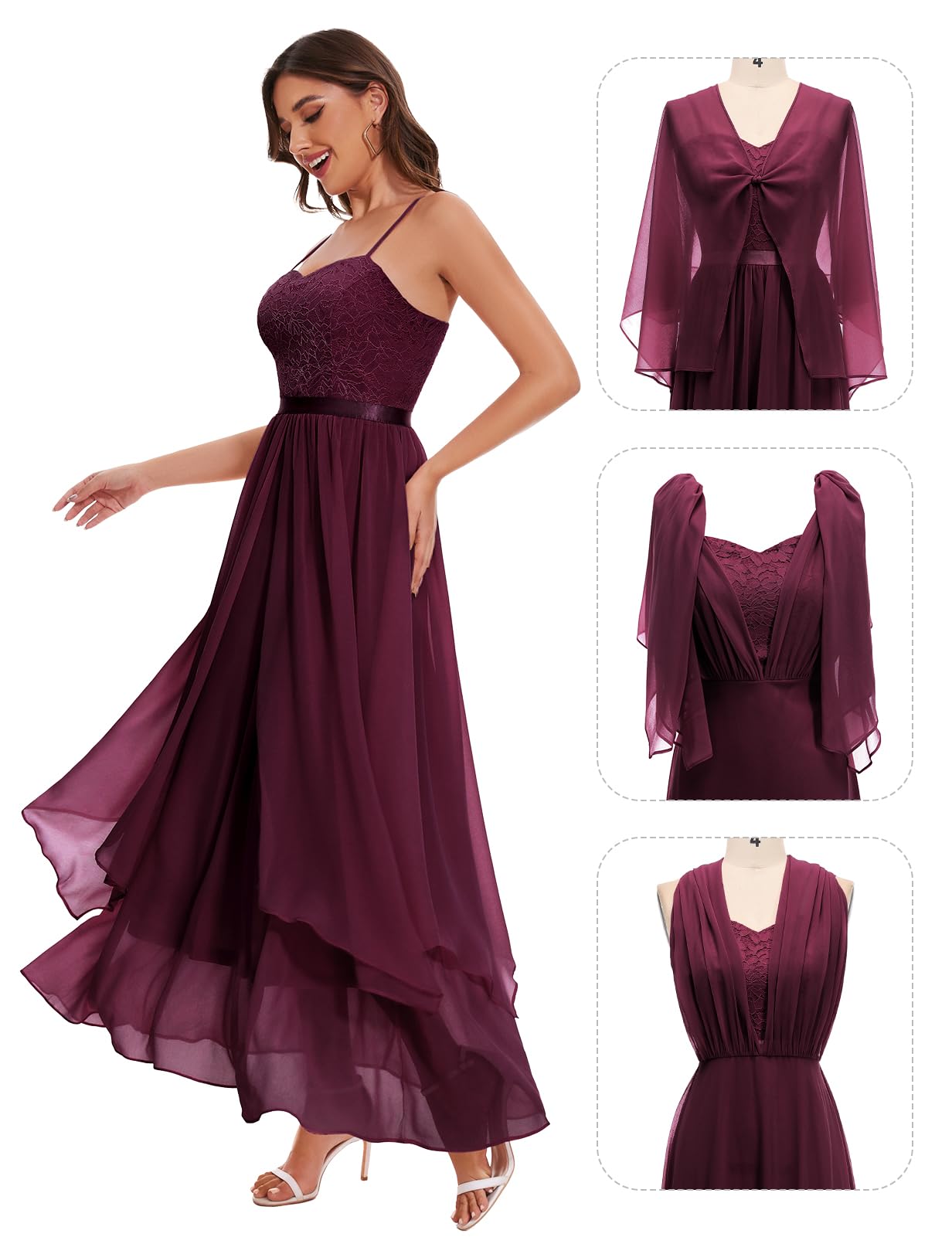 Homrain Vestido largo con tirantes delgados para mujer, vestido de cóctel, vestido de baile, vestido de invitada de boda, desfile