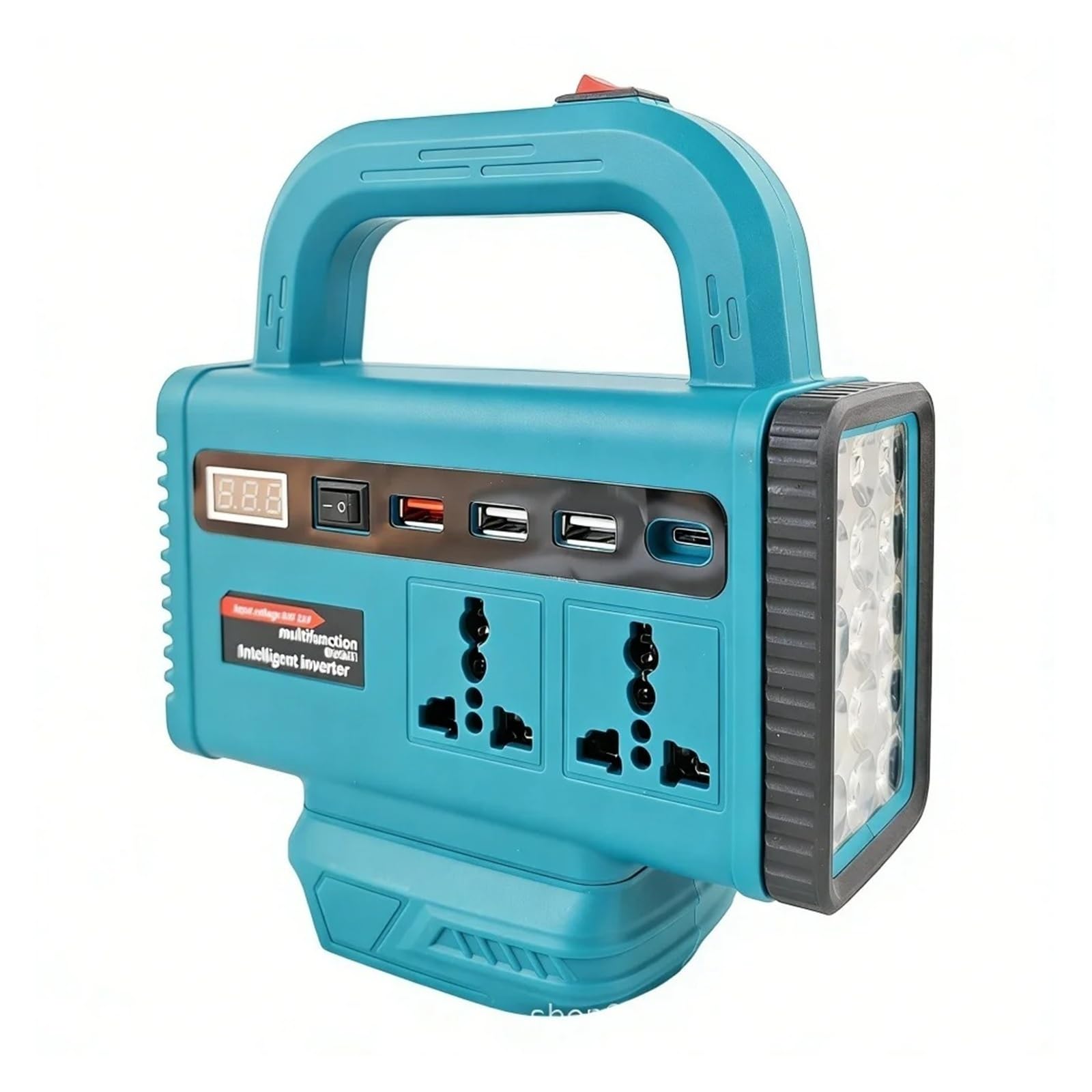 Convertidor Adaptador Convertidor Inversor Inteligente Portátil, Banco Energía USB 220V Y 120W Batería Iones Litio para 18V inversor