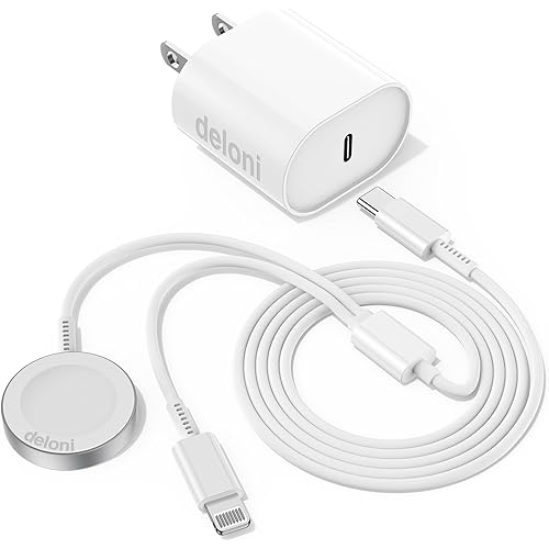 Upgraded for Apple Watch Charger, 2 in 1 USB C Magnetic iWatch Charger Cord & USB-C to L Cable 6FT with Type C Block, Fast Charging i-Watch Series Ultra/9/8/7/6/SE/5, for Phone 14/13/12