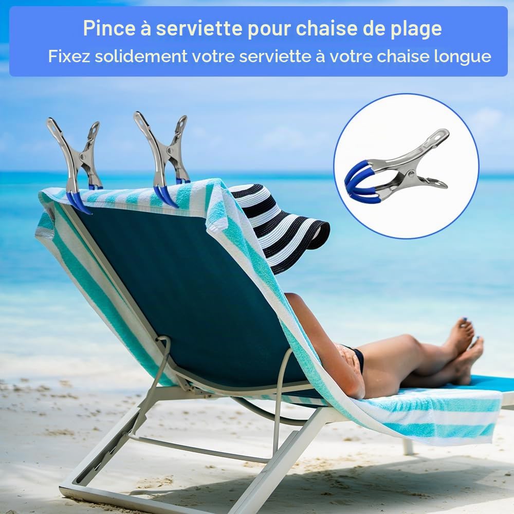 Golgner Lot de 12 pinces en métal pour piscines hors-sol, pinces en métal pour couverture de piscine, pinces de serrage avec forte force de serrage, pinces à ressort avec film de protection pour
