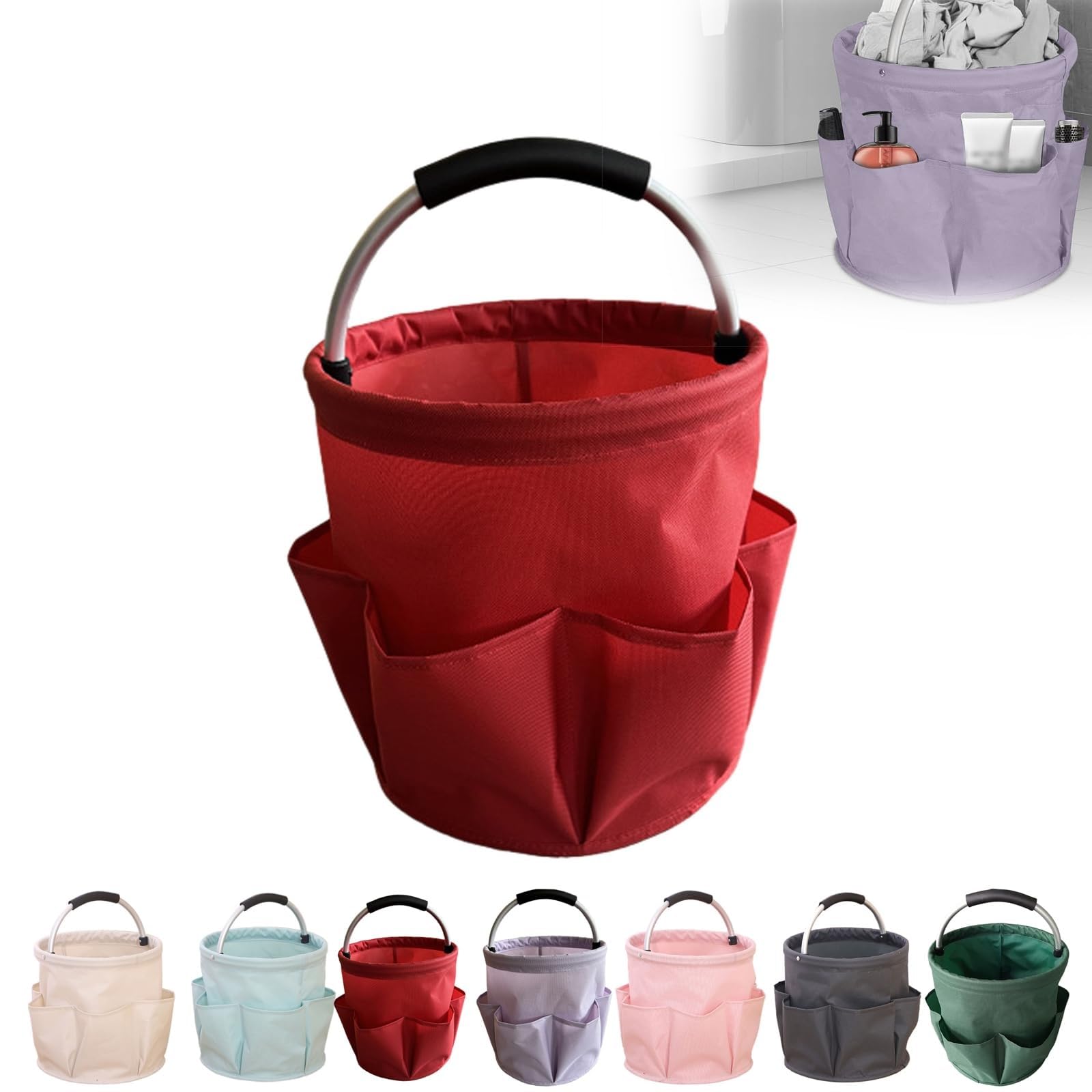 Professional Cleaning Caddy Organizer - Wearable Cleaning Supply Bag with Adjustable Shoulder Strap & Handle - Cleaning Bag for Garden Small Tools Bag(Red)