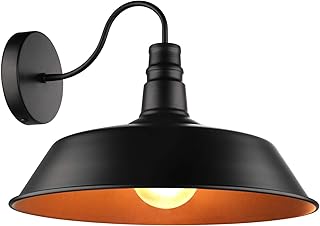 Lovebay Paralume da parete per fienile, Applique da Parete Vintage, Applique da Parete Industriale Rustica, Retro lampada industriale a collo di cigno E27 per camera da letto Cafe Bar Ristorante, Nero