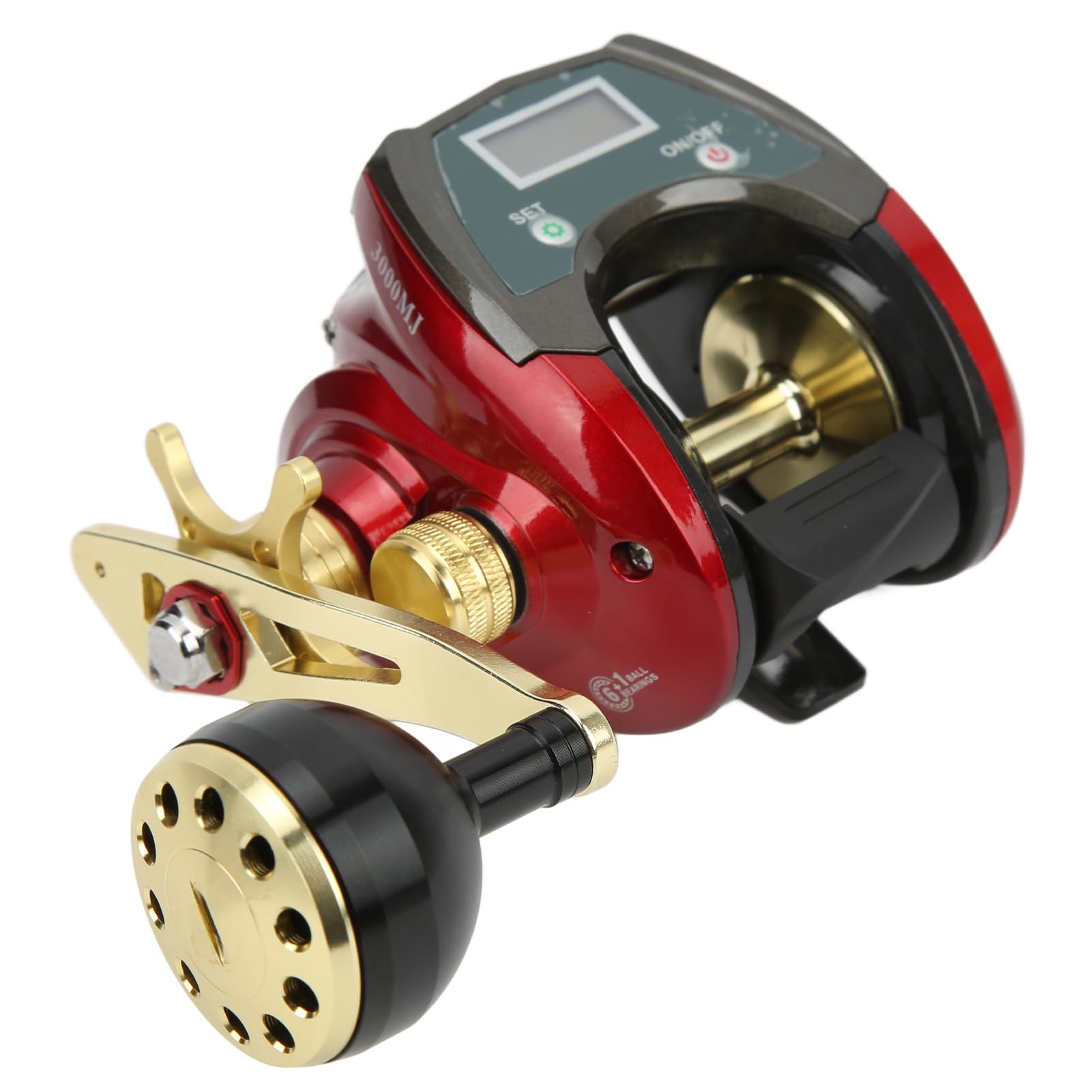 POENVFPO Carrete Baitcasting con Cuentalíneas, Grafeno y Fibra de Carbono, Fuerza de Frenado 20 Kg, Pantalla Digital para Pesca en Agua Salada y Dulce