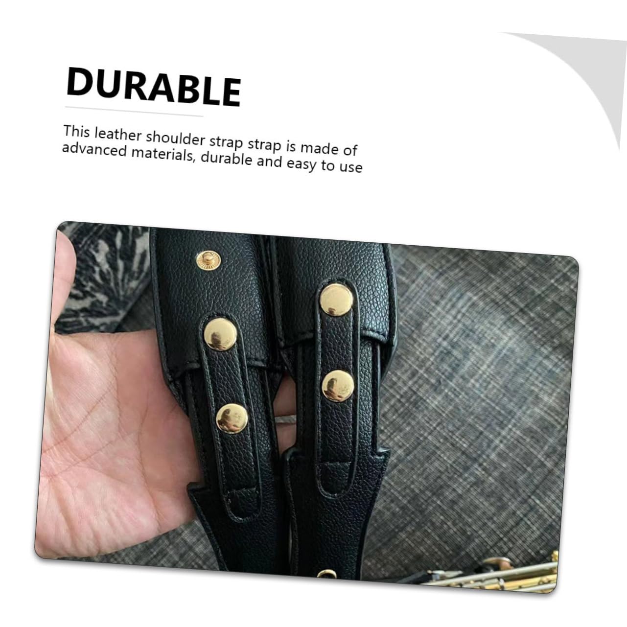 1pezzi Tracolla per Sassofono in Pelle Imbracatura Portatile per Sassofono Accessori per Fissaggio Comodo per Strumento