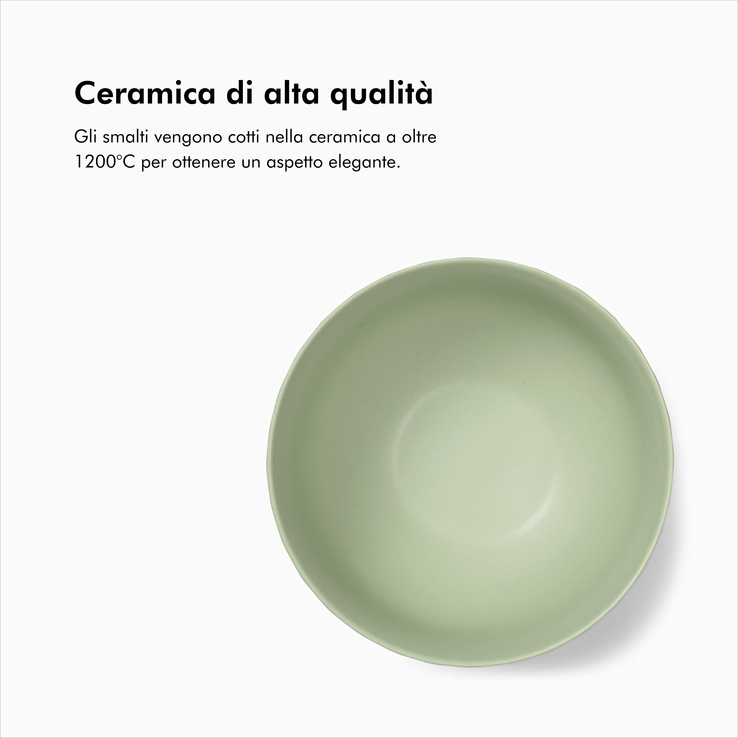 KIVY Ciotole in ceramica, 6 x 850 ml, grandi ciotole per cereali e zuppe, in ceramica