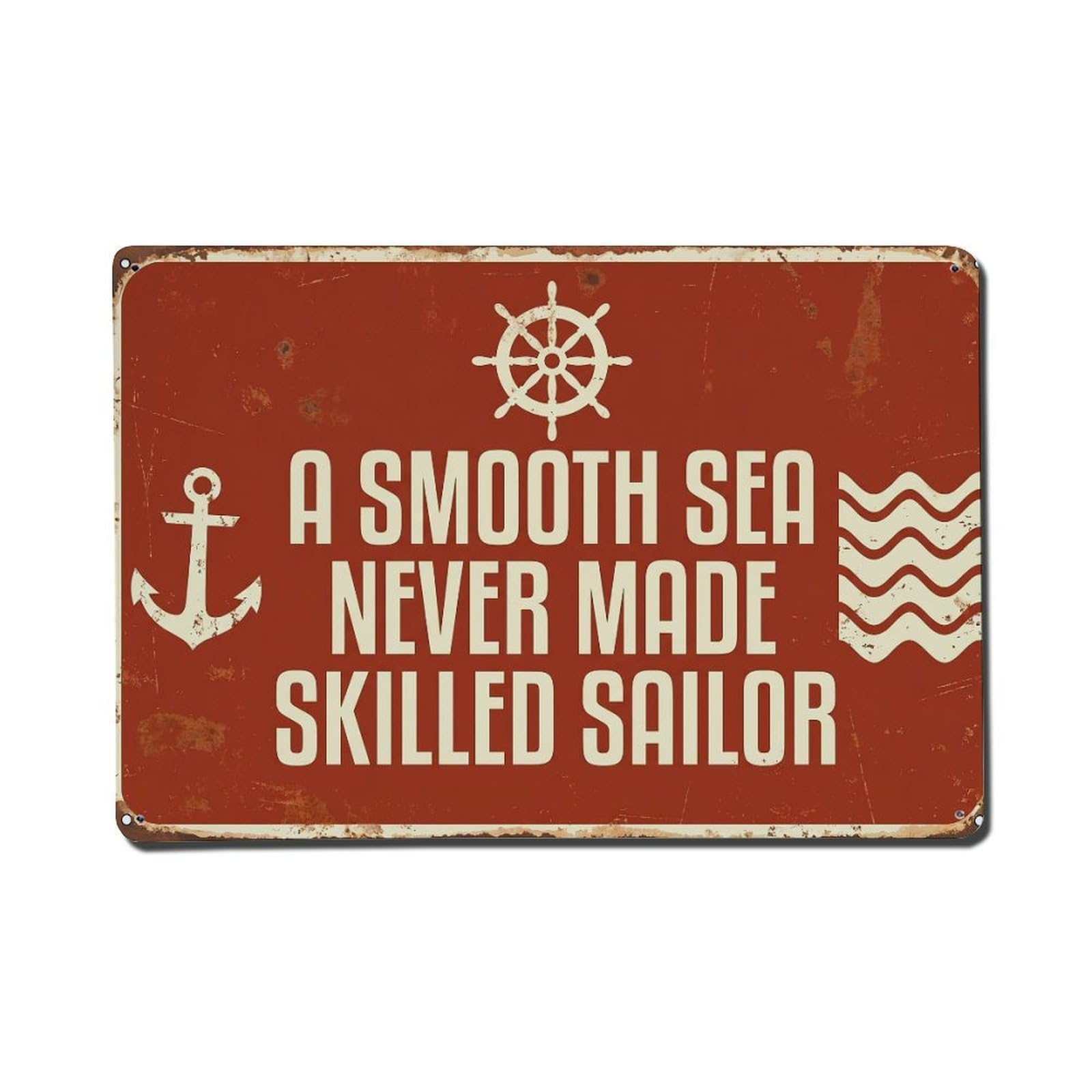 Smooth Sea Sailor Motivation Retro Motivational Slogans 1 Metal Tin Sign Plaque Wall Decor for Cafe, Club Bar, Office, Home Garden Metal Poster 8x12Inch