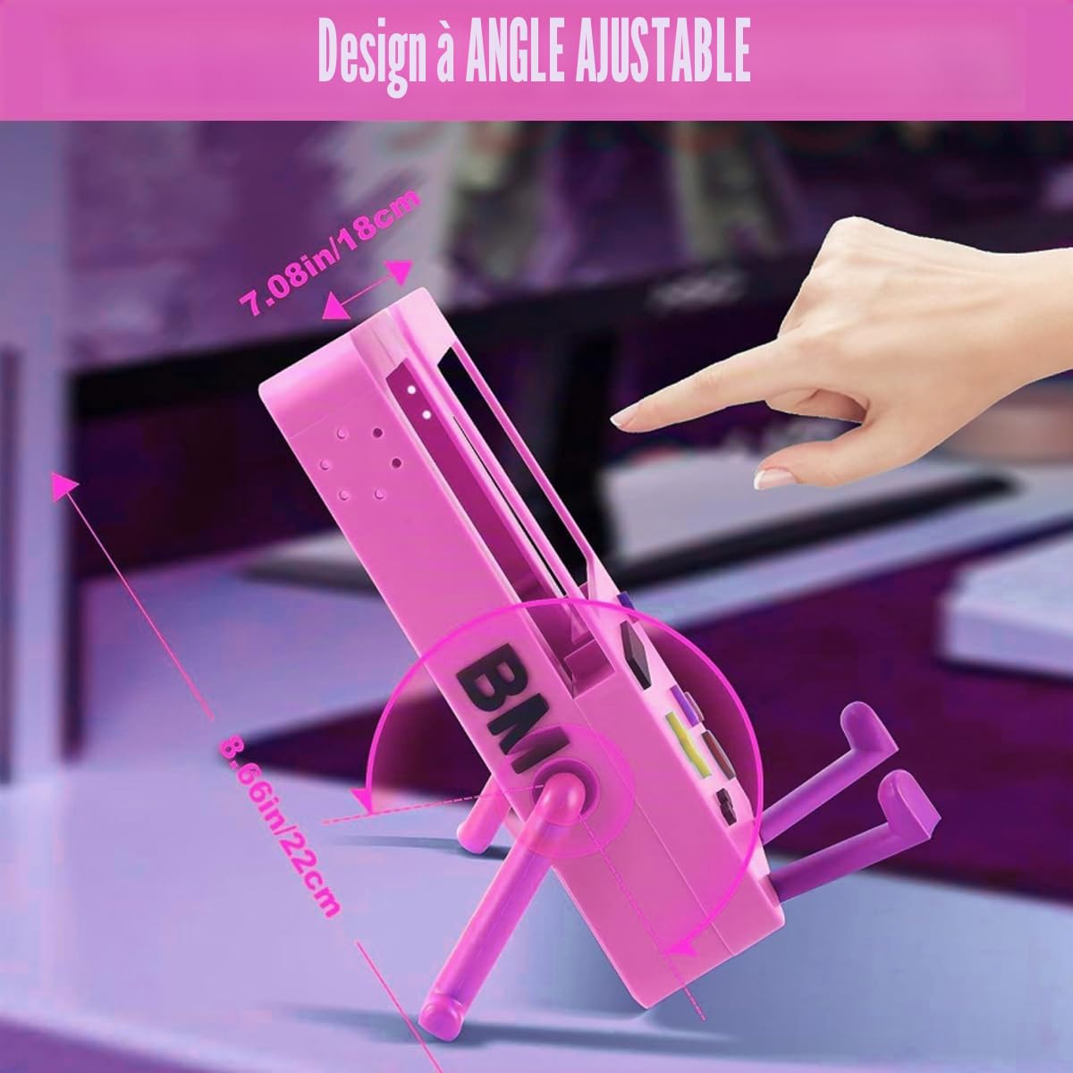 Support de Console Switch en Silicone Mignon Style Bande dessinée Rose, Support d’écran pour Console de Jeu Portable, Pratique pour Les Sessions de Jeu