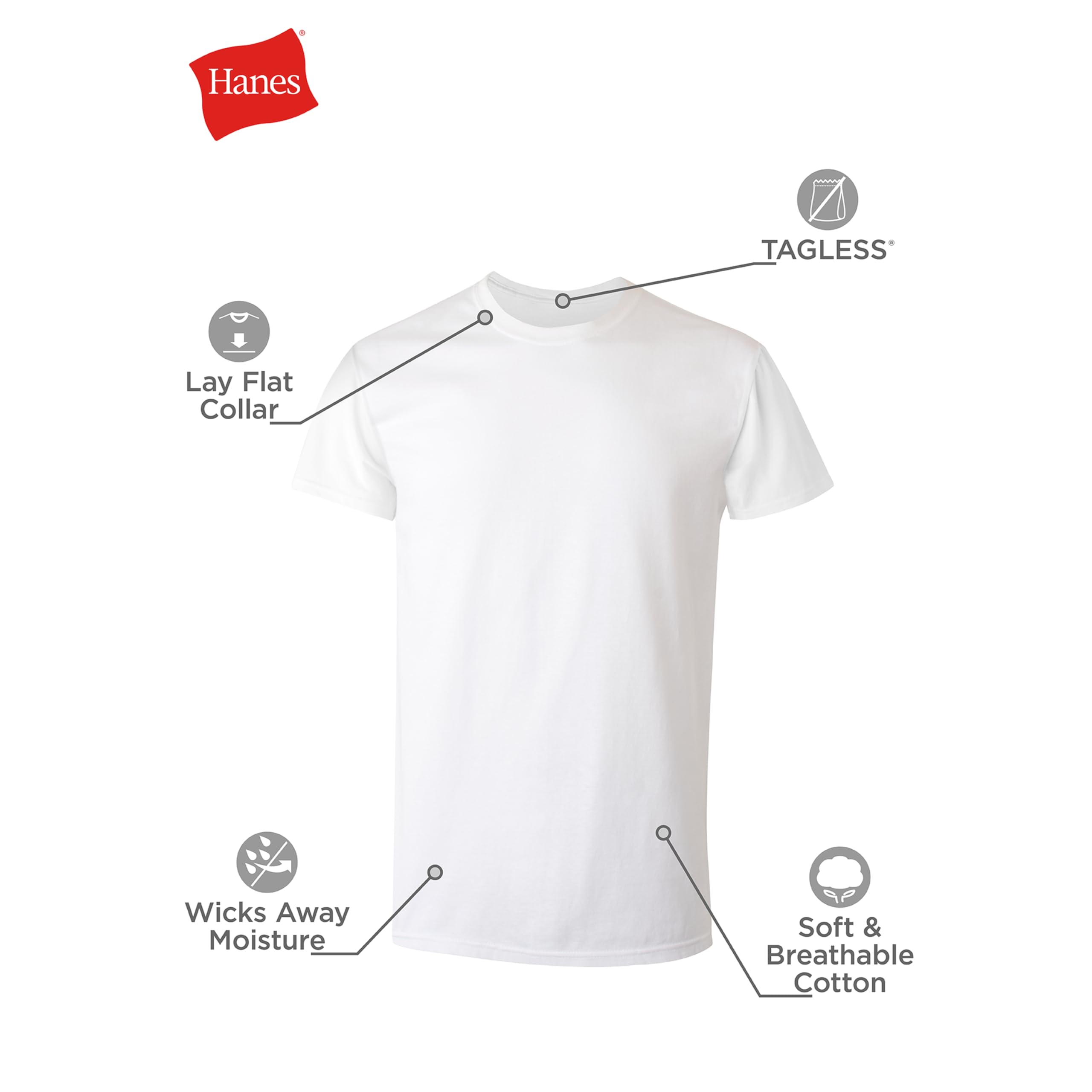 Hanes Undershirt Packs, Stay-Tucked Soft Cotton Undershirts, Best Undershirts for Men, White/Black/Asstd Multipacks Canottiera Uomo (Pacco da 6)