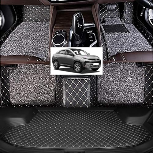 Image of Vahan Expo Premium 7D Car Mat Full Set TATA Curvv (EV) with Boot Mat || Luxury Double-Stich 7D Car Floor Mat for Car Complete Set || 100% Waterproof and Washable || Black