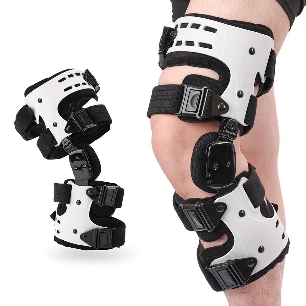 WYWY Rodillera Articulada Ajustable para Artrosis | Rodillera de Descarga Hueso con Hueso, Soporte Medial/Lateral | Universal Izquierda/Derecha | Confort y Soporte Óptimo de la Rodilla(Left)