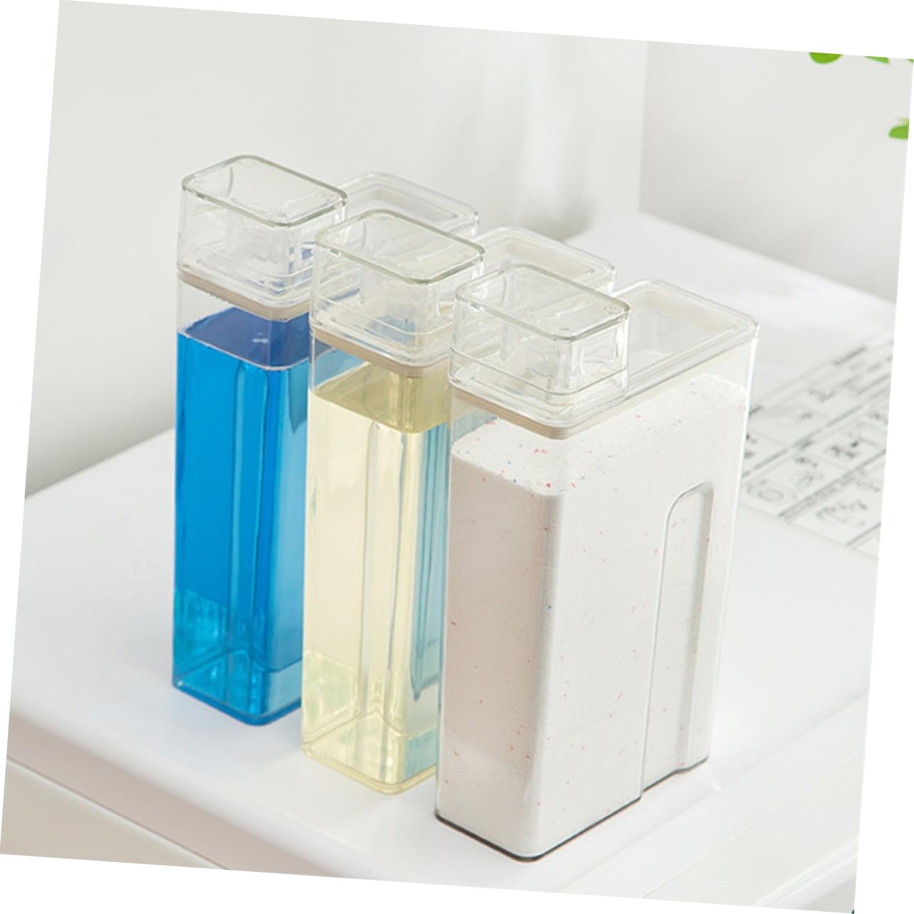 GLEAVI 2stücke Waschmittelflasche Leer Wiederverwendbar Spenderflasche Zusatzflasche für Waschpulver Lotion Aufbewahrung in Waschküche Zuhause Hotel Restaurant Studentenwohnheim