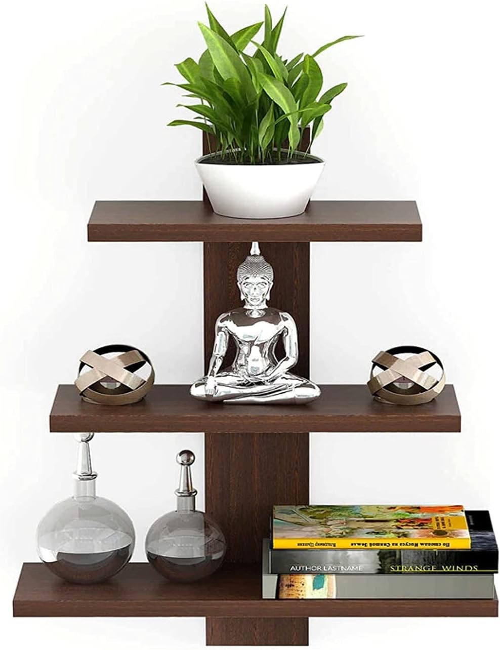 Jimmy Arts Wooden Wall Shelves for Living Room | for Home Decor Items | Floating Book Rack for Study Room, Office, Kitchen 3Tiers | Size- Standard |