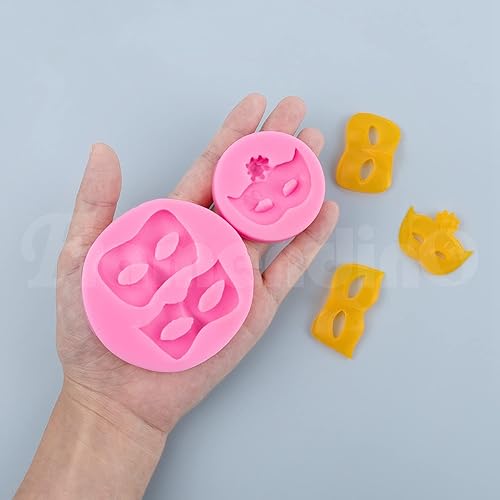 Miniatura 5 de Framendino, Paquete de 2 mini moldes de silicona para mascarada de fondant, chocolate, polímero, arcilla, decoración de pasteles, decoración de