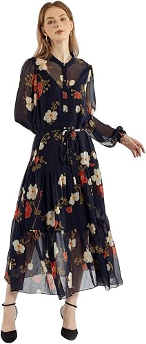 SIXDO G-Wine Floral Voile Flared Dress for Women 2025, Long Maxi Dress, Flowy Sleeveless Fall Casual Dress, Maxi Dresses