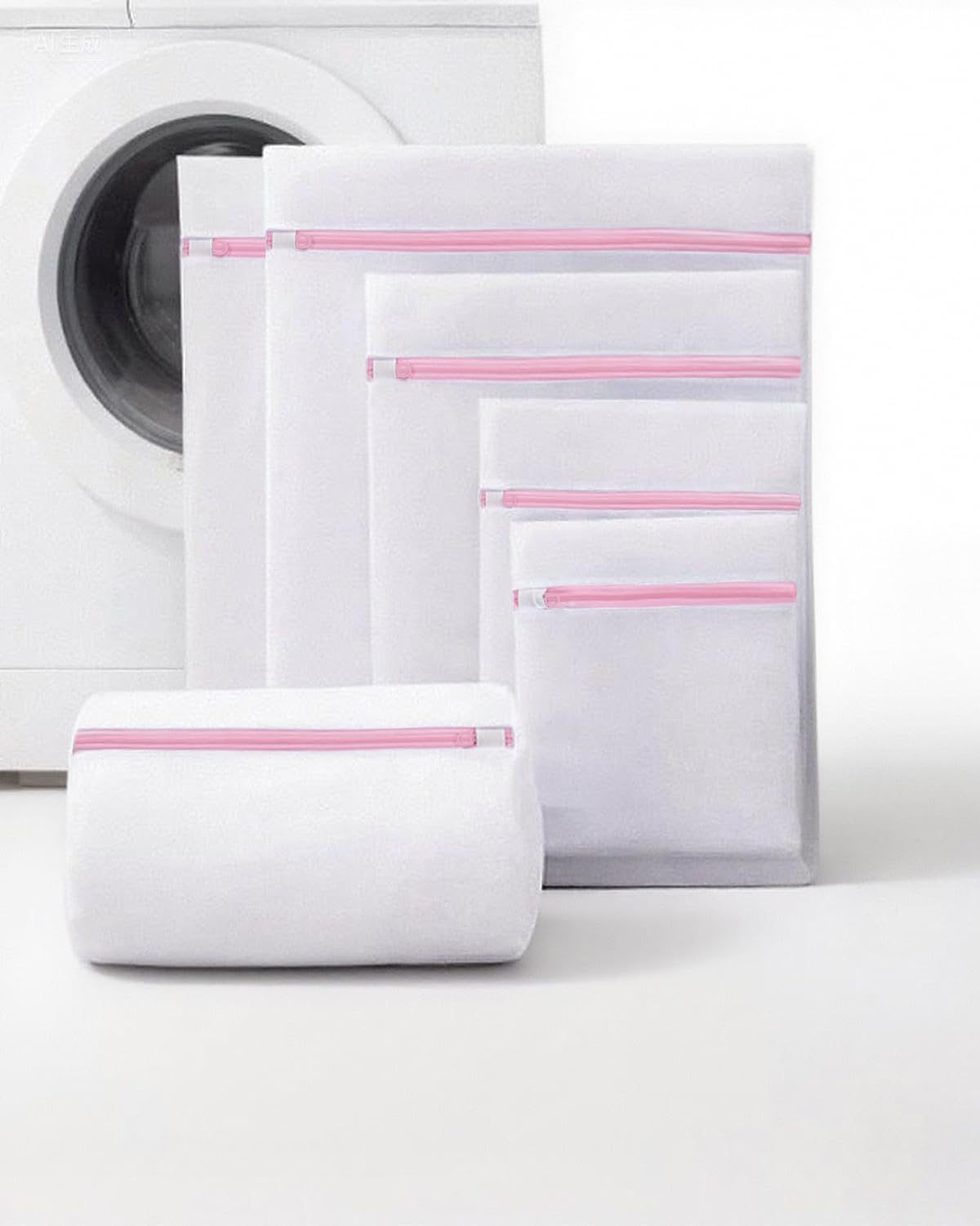 MOLICRAIN 6 PCS Mesh Laundry Bags, 200% Tear-Resistant Laundry Bags for Washing Machine, Reusable Delicates Laundry bag, Washing Machine Bags for Delicates, Bra(60x50cm/60x50cm/50x40cm),Pink
