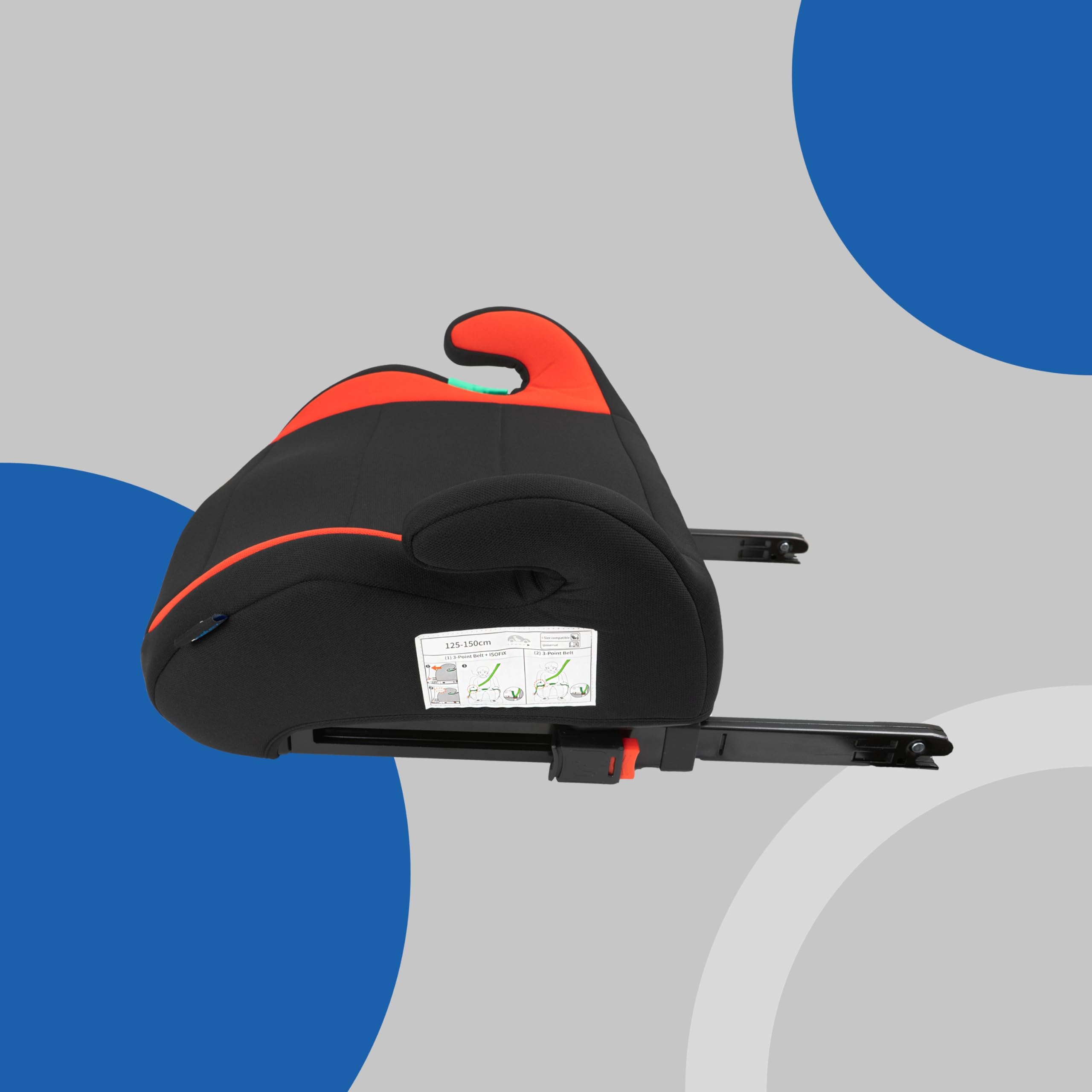 PETEX Podwyższenie fotelika samochodowego z Isofix - Max Plus, i-Size ECE R129, ok. 7 do 12 lat, dla wzrostu od 125 do 150 cm, podwyższenie siedzenia, czerwone