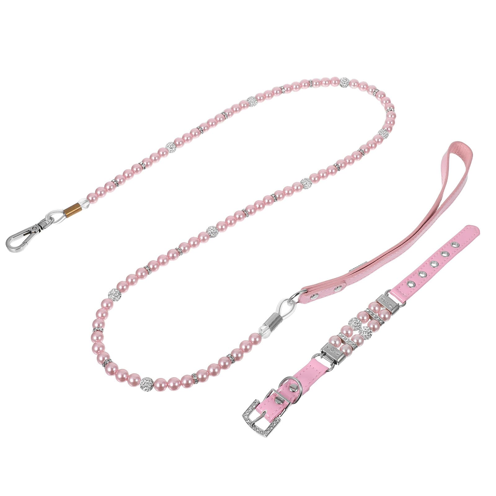 Collier pour petit chien avec laisse perlée pour vos sorties dominicales en ville