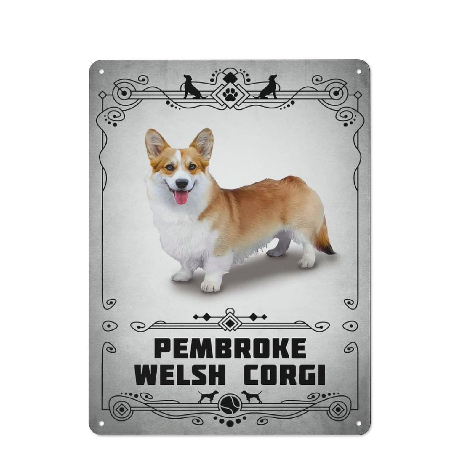 Junmoney Style-4 Classic Vintage Metal Sign 40X30cm Featuring Pembroke Welsh Corgi, Classic Pub Decor For Bar, Kitchen, Garage Or Games Room