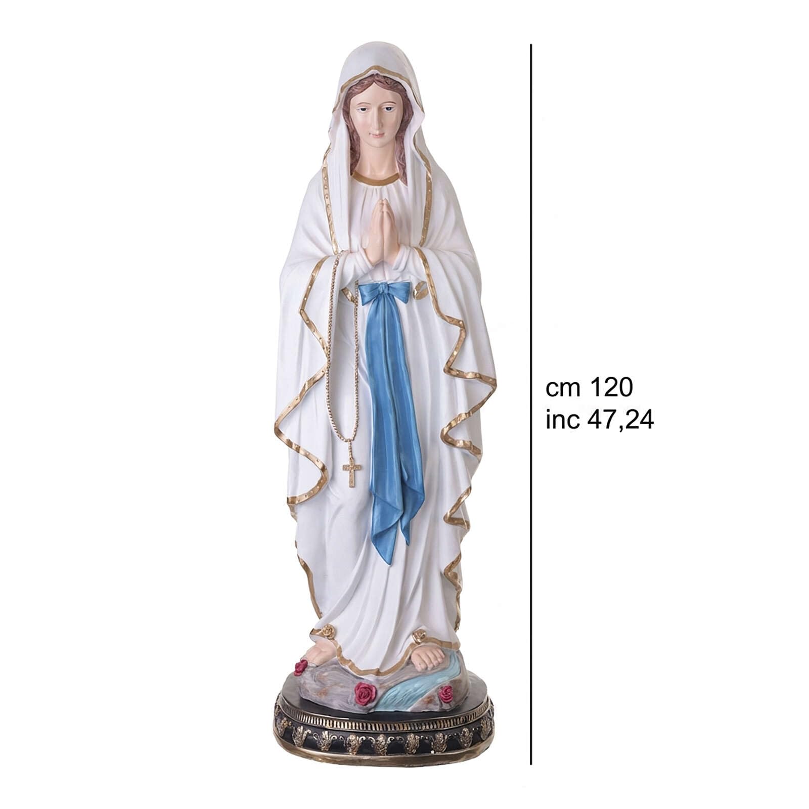 Holyart Statue in resina e PVC: Statua Madonna di Lourdes 120 cm vetroresina dipinta per esterno