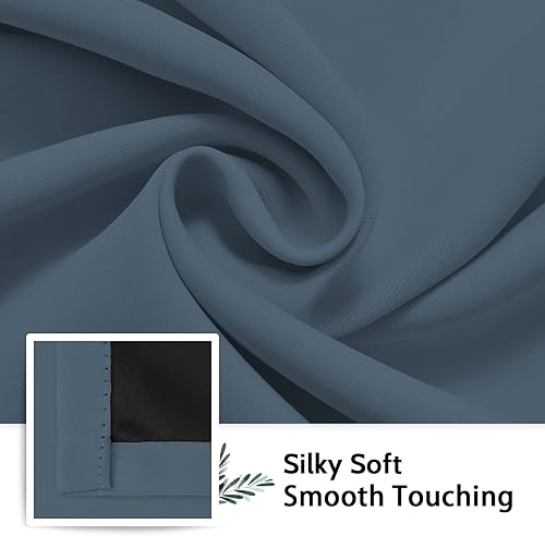 Miniatura 6 de SimpleHome Cortinas 100% opacas para dormitorio, con aislamiento térmico y ojales, cortinas de ventana para oscurecer la habitación, cortinas azul