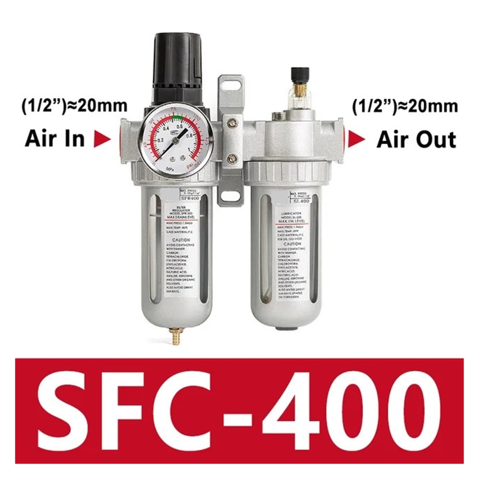 SFC-400 SFC-300 SFC-200 sprężarka powietrza filtr powietrza reduktor ciśnienia separator wody oleju zawór spustowy filtr reduktor ciśnienia ociekacz (zestaw SFC-400,1)