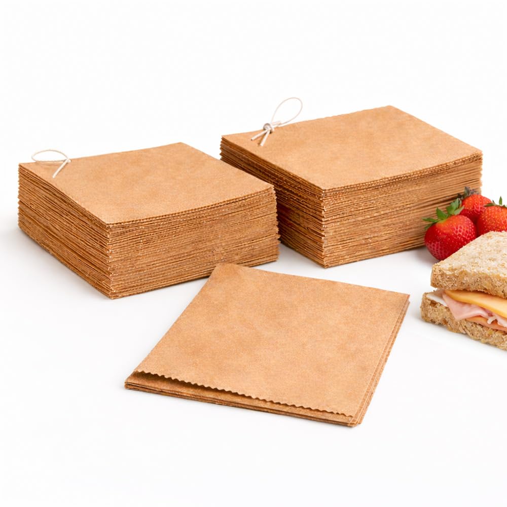 Simplelifeco Uk Brown 200 Paper Sandwich Bags 8X8" – Kraft Flat Food Bags For Sandwiches, Bakery & Snacks – Food Safe Paper Bags Bulk For Cafés, Takeaway, Catering & Lunch Use