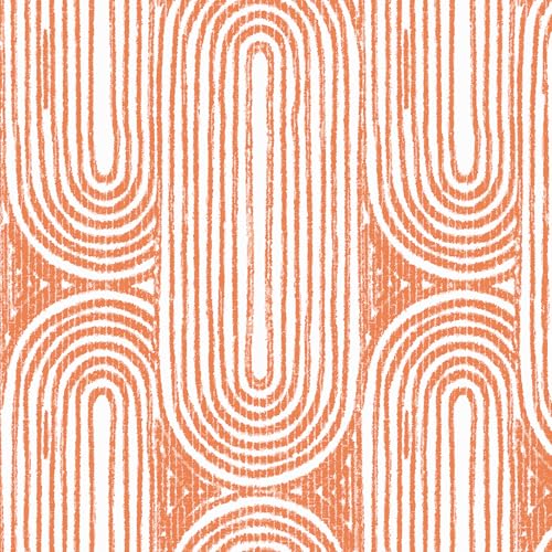 Stickyart Mid Century Modern Wallpaper Peel and Stick Orange Abstract Geometric...