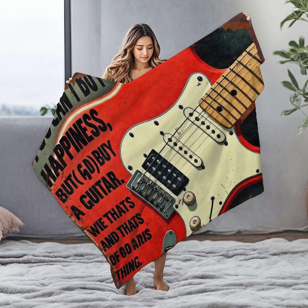 Couverture polaire guitare plaid flanelle lit canapé 125x150