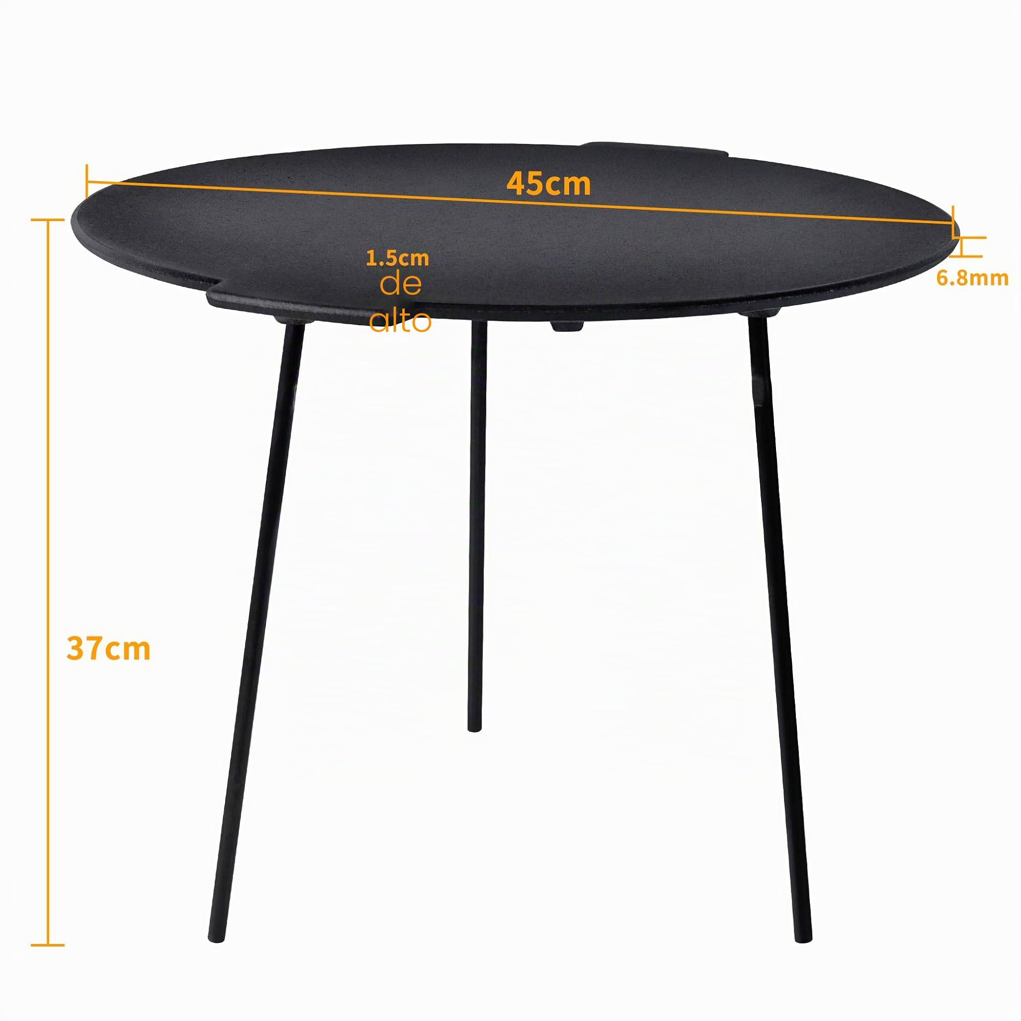YUENFONG Sartén de hierro fundido con placa de parrilla de 3 patas Barbacoa de hierro fundido Ø 45 cm, Soporte para horno holandés Sartén de hierro fundido fácil limpieza, para jardín de camping