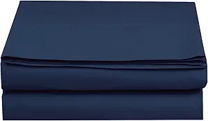 Luxury Flat Sheet on Amazon Elegant Comfort Wrinkle-Free 1500 Premier Hotel Quality 1-Piece Flat Sheet, Twin/Twin XL Size, Navy Blue
