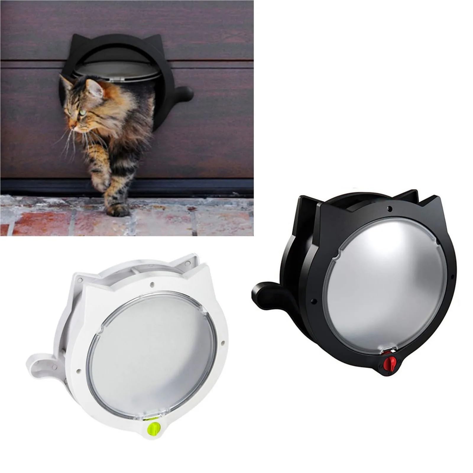 Chatiere pour Chat Porte Chats Mignons Magnétique 4 Modes de Verrouillage en Plastique Automatique for Portes Extérieures Intérieures pour Porte(Black)