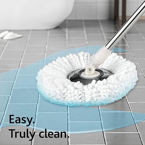 Miniatura 6 de Cubo de fregona con juego de escurridor, cubo de trapeador giratorio de 360 grados para limpieza de suelos con 3 cabezales de fregona de microfibra