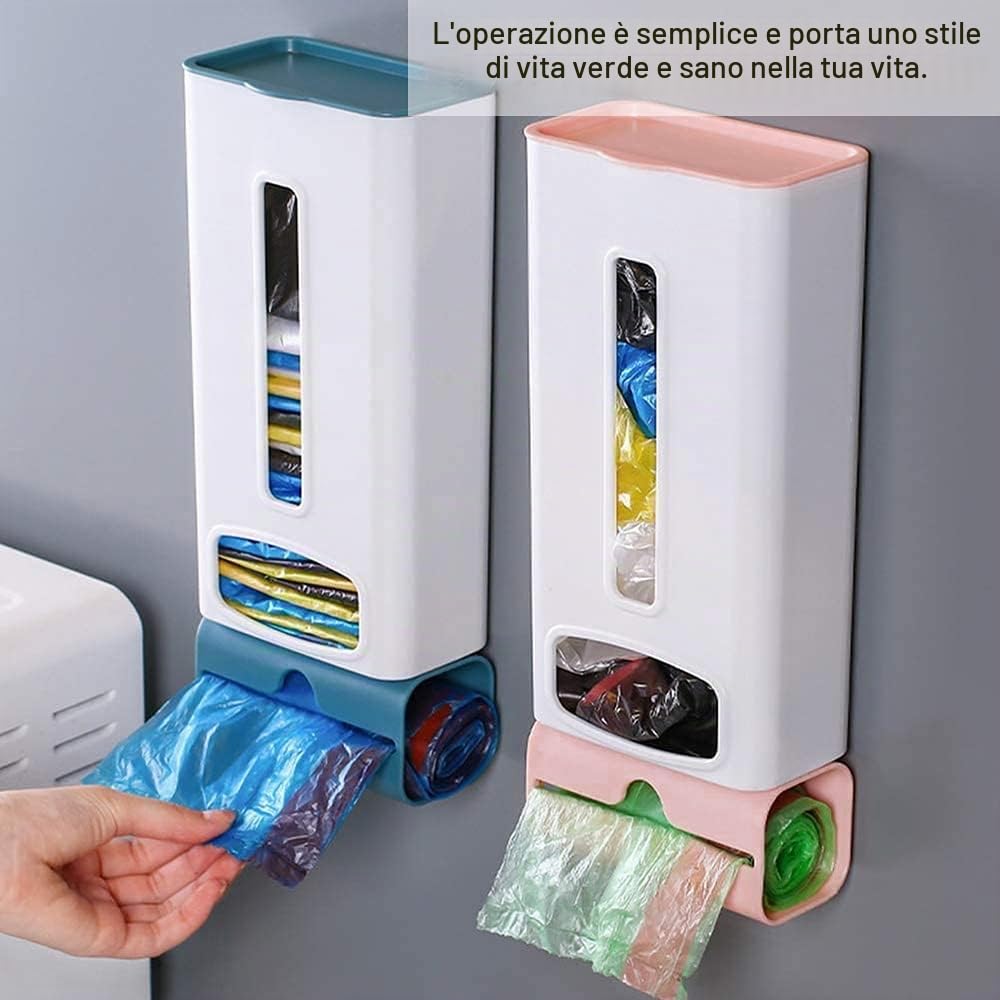 Distributore di Sacchetti per la Spazzatura, Montaggio a Parete, Grande Capacità, per Cucina, Ufficio, Blu Scuro