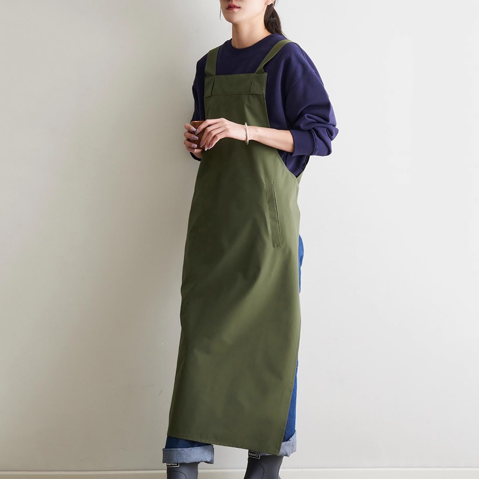 Delantales De Trabajo, Hombres Y Mujeres, 110cm, Extra Largos, para Jardín Cocina Cerámica GarajeGreen,110cm/43in