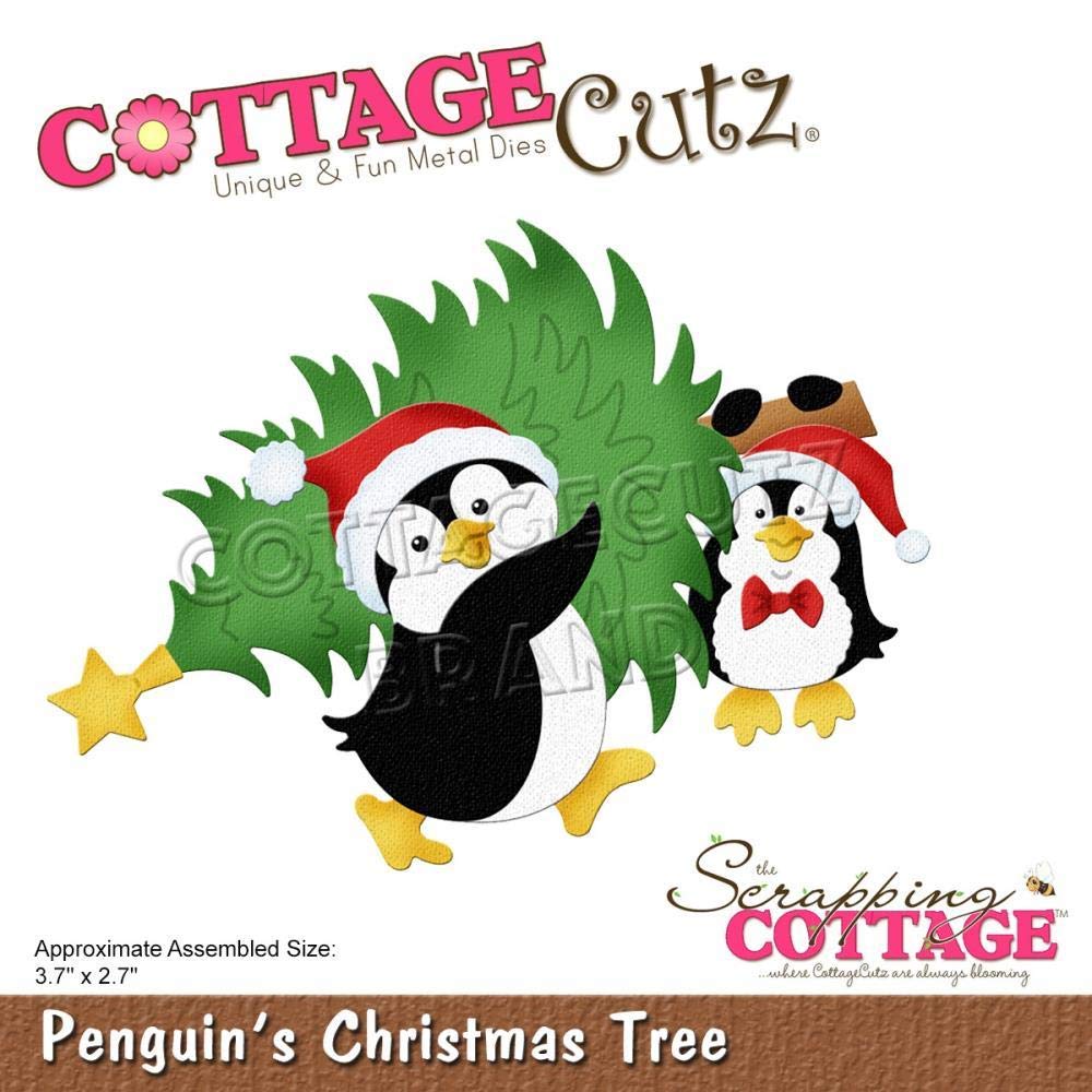 SCRAPPING COTTAGE INC COTTAGECUTZ DIES PENG XTREE, Penguins Christmas Tree, 3.7"X2.7"