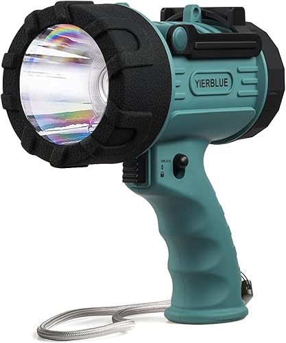 YIERBLUE Reflector recargable con luz súper brillante de 90,000 lúmenes LED, linterna de mano resistente al agua IP67 con filtro de luz roja