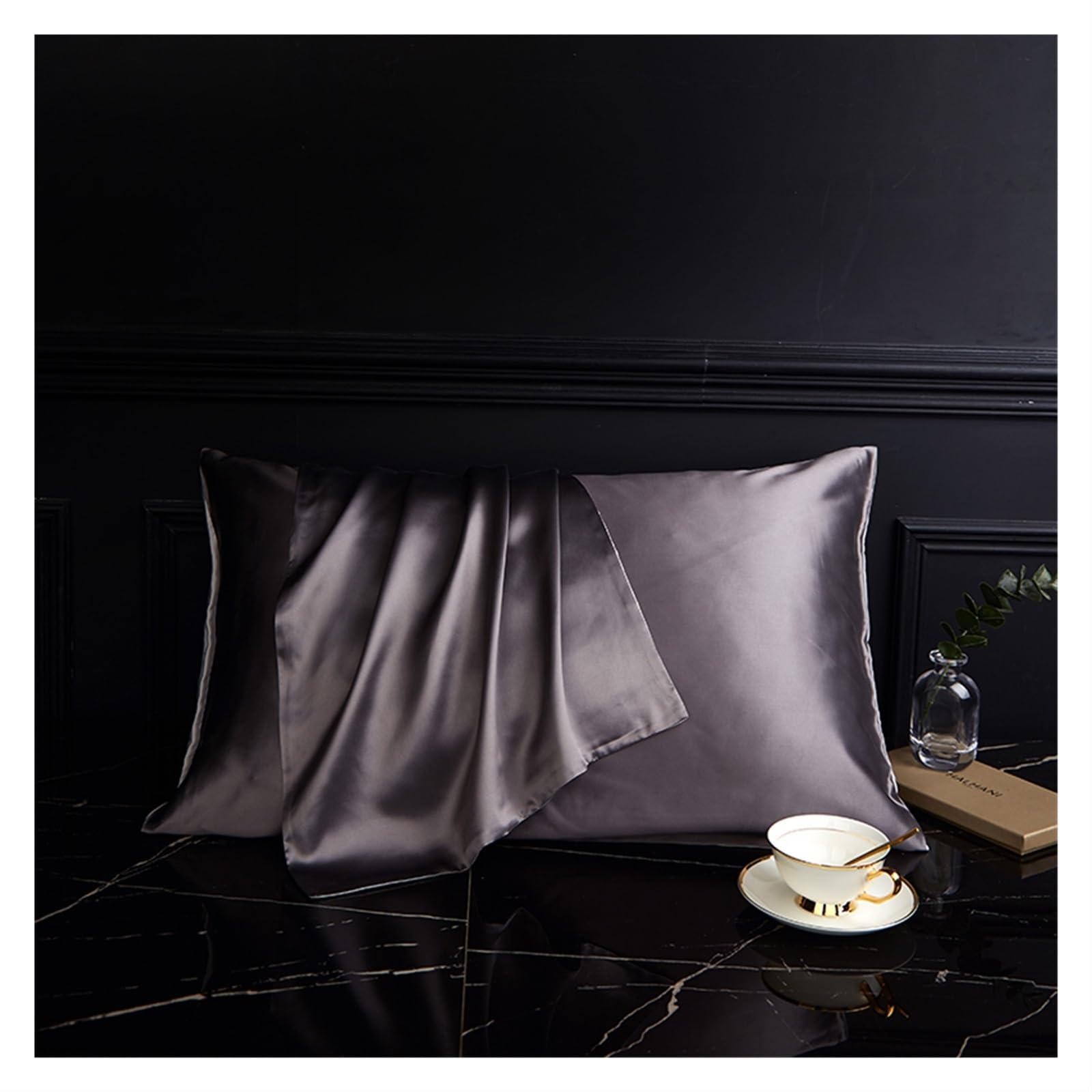 Silk Pillowcase Pure Silk Pillowcase Real Mulberry(Gray purple,48x74cm)