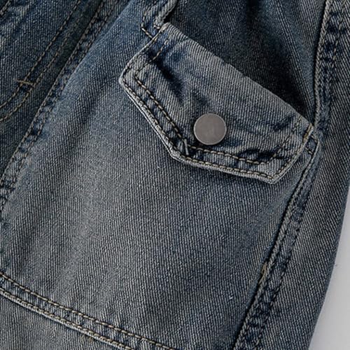 Girls Streetwear Denim Cargo Pants High Waist Floor Length Lounge Baggy Wide Leg Y2k Jeans with Multi Pockets 5-13 Years4