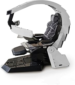 Office Chair Comfortable Video Gaming Chair Gaming Computer Cockpit Luxurious Gaming Chair Game Cockpit Boss Chair Game Chair Ergonomic Zero Gravity Computer Cockpit Workstation (White)