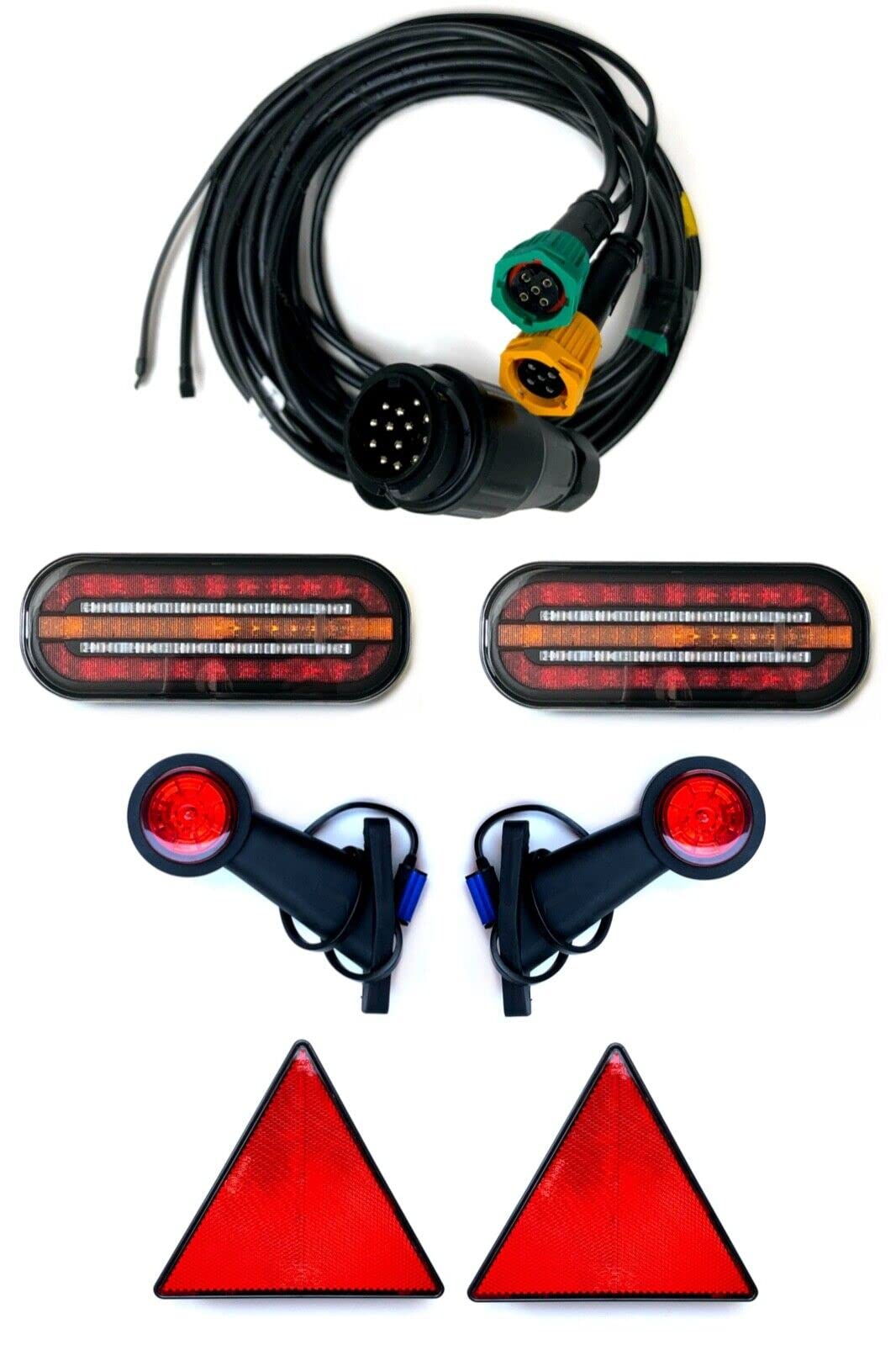 Luci Posteriori Per Rimorchio Universali 12V - Set Completo Con Cavo 5m, 13 Poli, Omologate E11 Per Strada