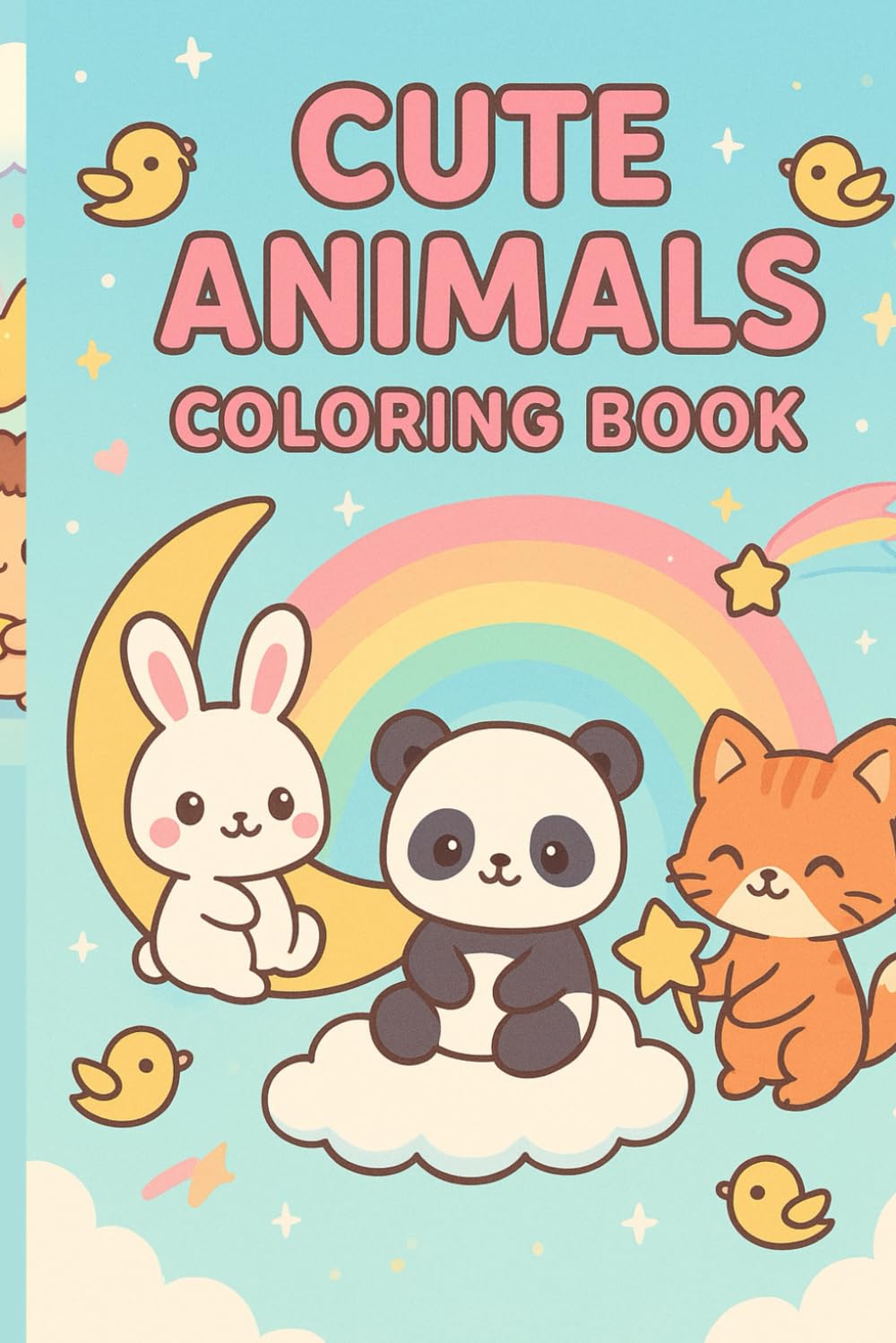 Kawaii Cute Animals Coloring Book for Kids, Teens & Adults: A Cute and Relaxing Coloring Adventure Filled with Sweet Animals, Fun Scenes & Kawaii Details