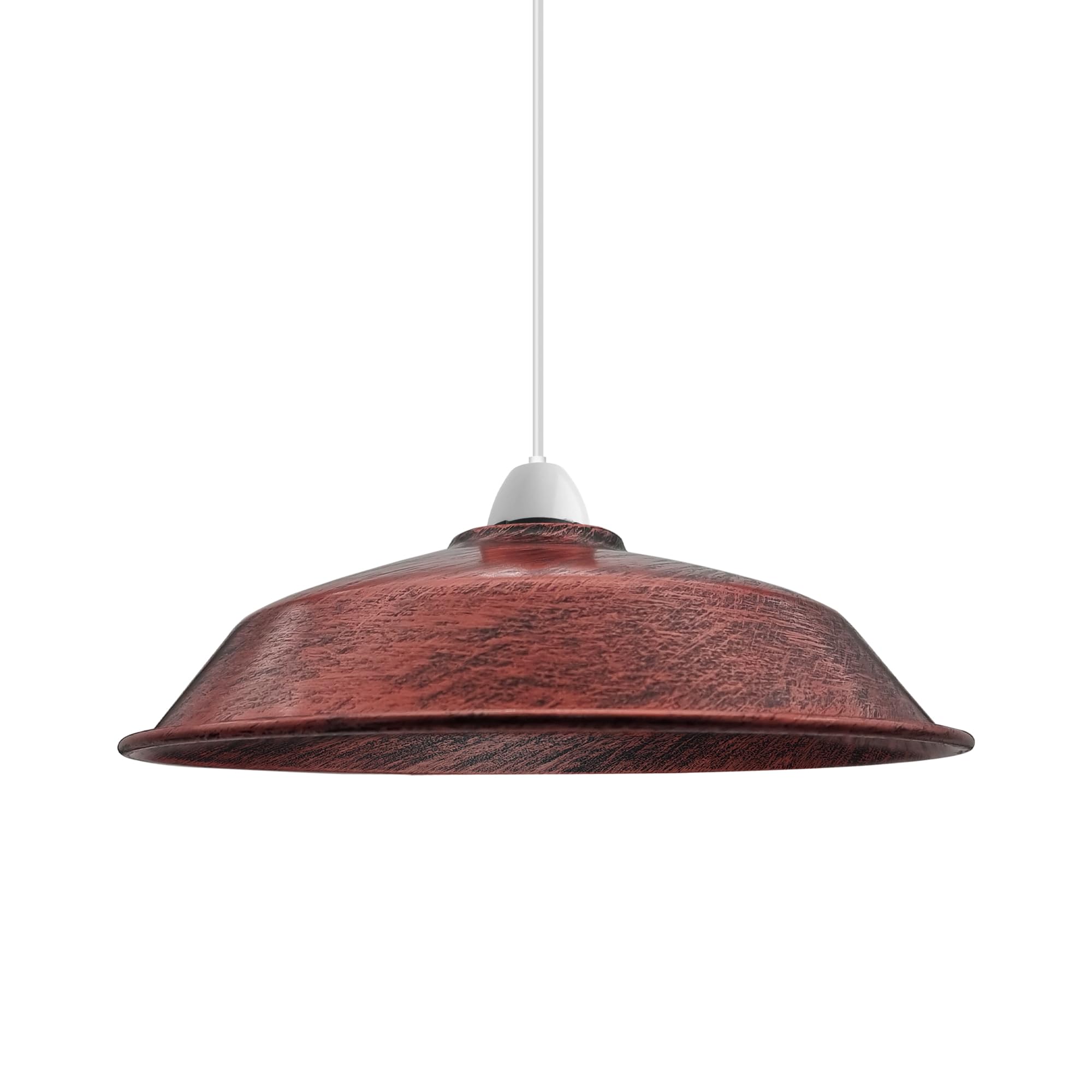Ledsone Rustic Red 1Pcs Retro Style Metal Easy Fit Ceiling Pendant Light Shade, 26Cm Industrial Vintage Look Lamp Shade (Free Reducer Plate)