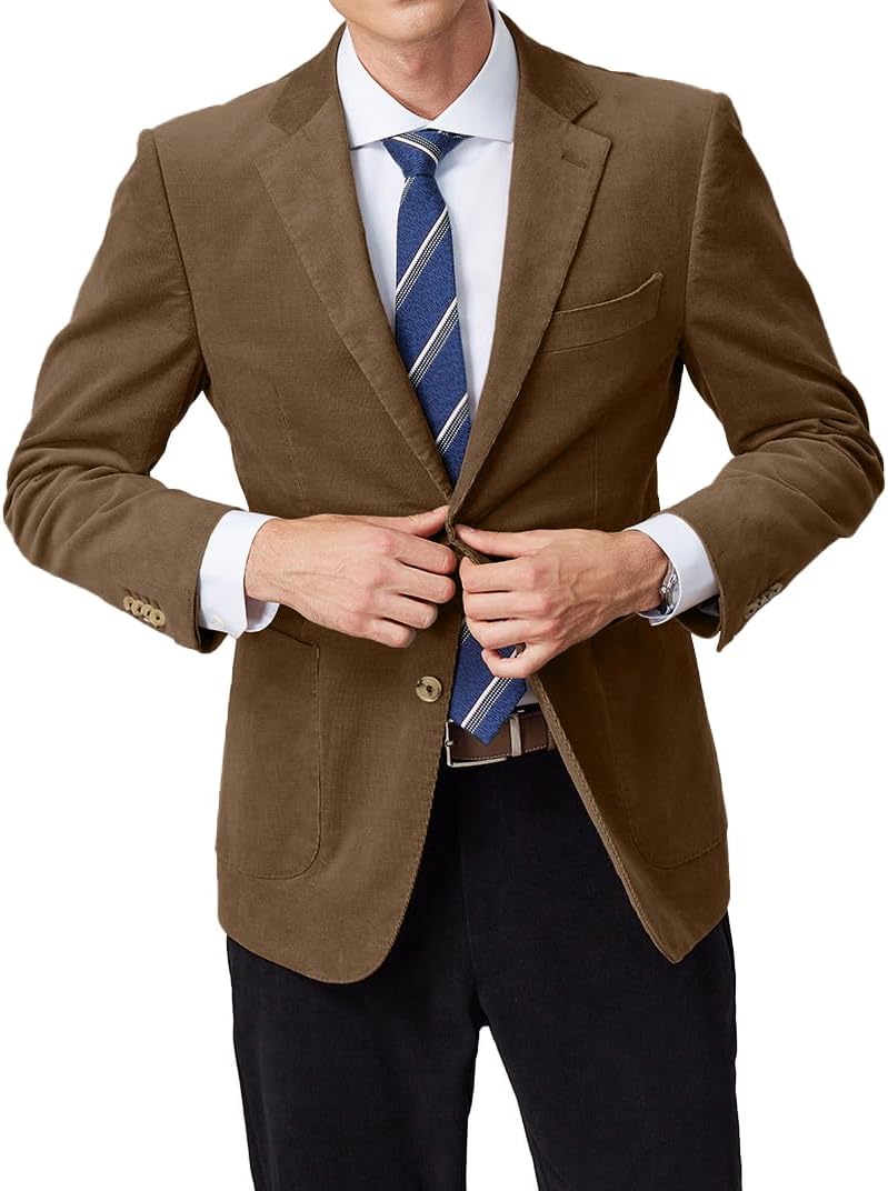 Men's Blazer Corduroy Sport Coat Slim Fit Casual Work Wear Work Vintage Winter Suit Jacket Tuxedo for Prom