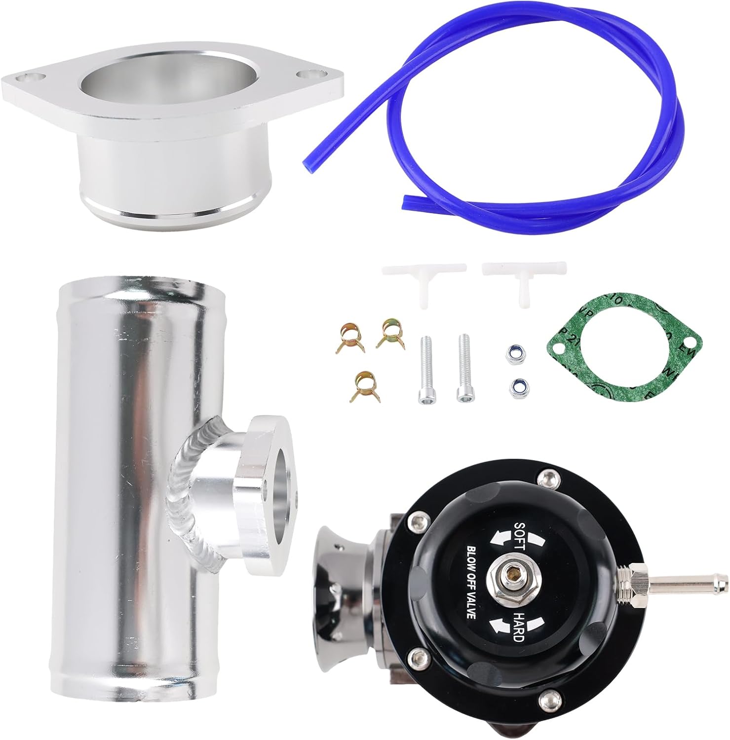 Adjustable Turbo Pressure Relief Valve 25psi With 63mm Or 76mm Flange Pipe Turbo Pressure Relief Valve Adapter L=150mm Modification and upgrade (Red with 76mm pipe) Fit for Performance Engines