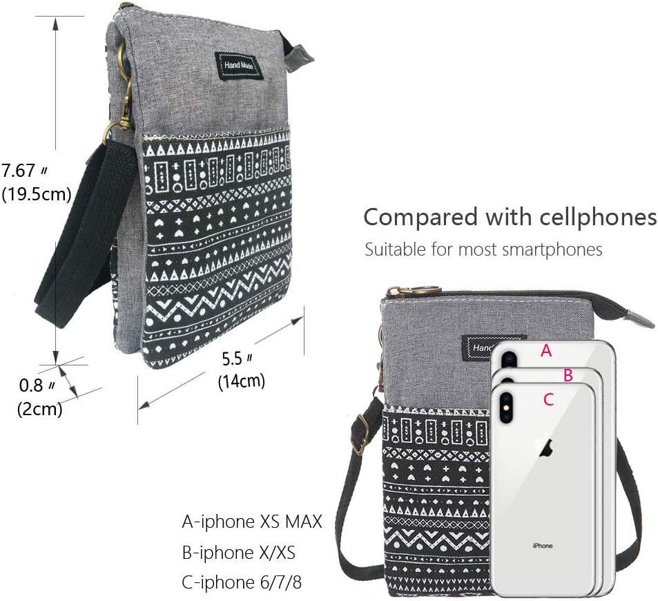 Roomy Cell Phone Purse Wallet Canvas Small Crossbody Purse Bags with Shoulder Strap For Women teen girlsl | Roomy, Canvas, Small, Bags, Shoulder Strap - Image 4