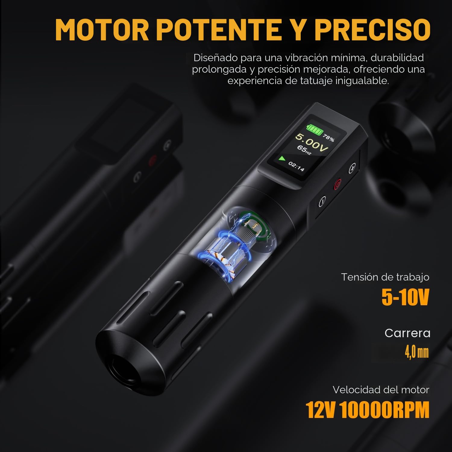 Máquina de Rotativa Inalámbrica con Pantalla LCD y Batería 1600mAh, Conexión RCA, 10 Tintas 20 Agujas para Principiantes y Artistas Kit Completo Profesional TATELF
