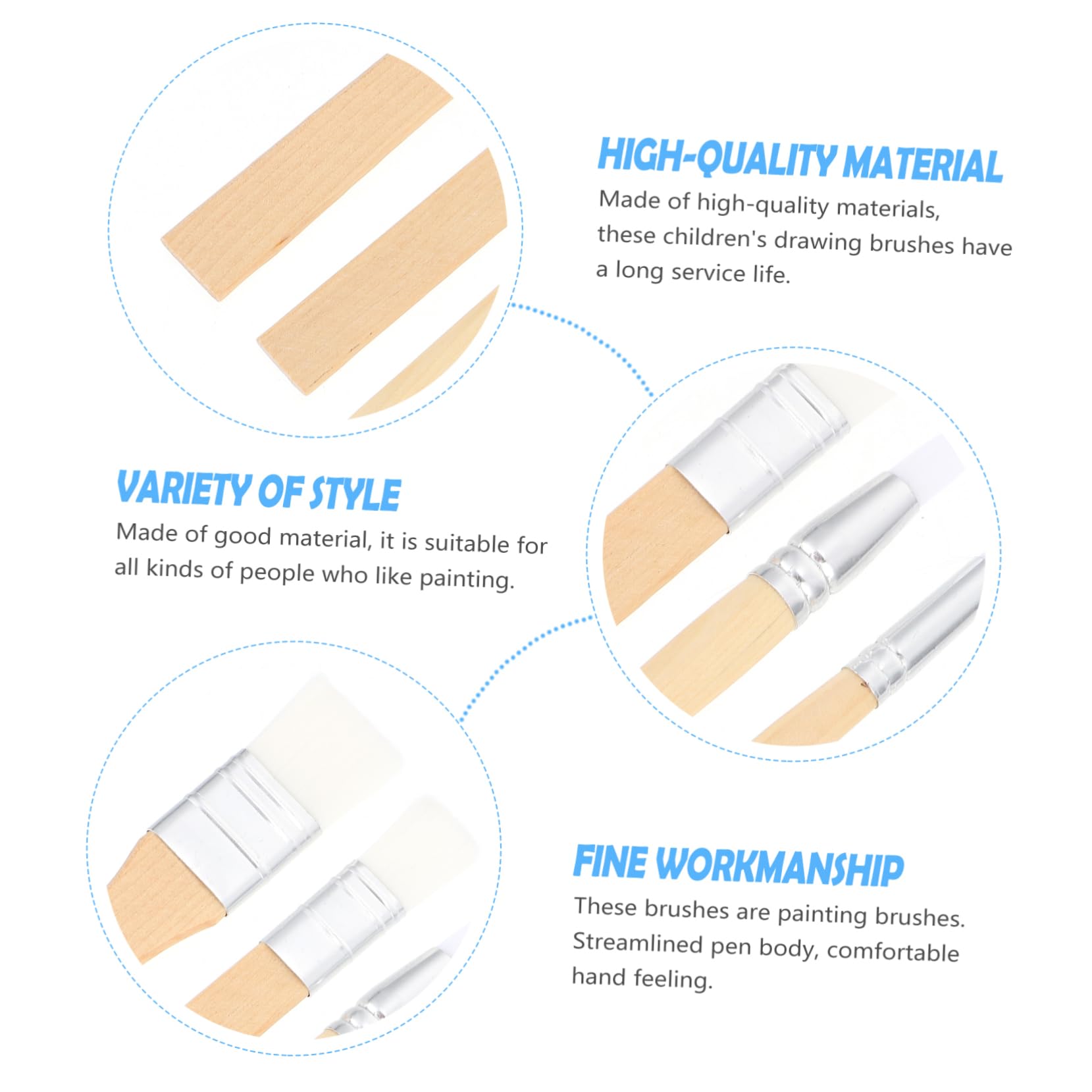 Artibetter 6piezas Pinceles Cortos de Lana Cruda Unidades para Acuarela Suministros de Pintura Herramientas de Dibujo Pinceles para Pintar Acuarela