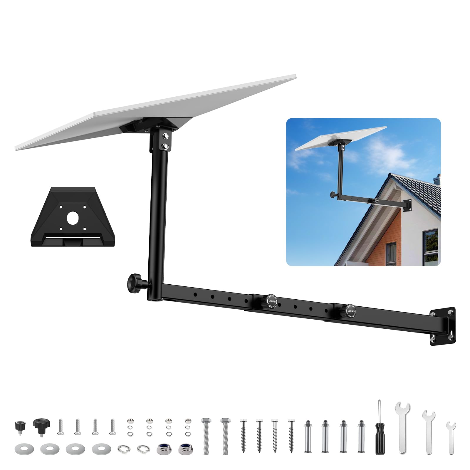 IMAYCC Starlink Gen 3 Mount Plus-Long avec design rétractable, support mural Starlink réglable à 360°, angle vertical, adaptateur de tuyau Starlink Gen 3, kit de montage pour kit Internet Starlink Gen