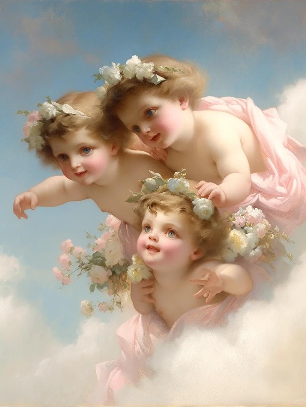 Henypt Cross Stitch Kit Cartoon Little Angel DIY Needlepoint Set for Beginners The Elderly with Accessories Handmade DIY/Gifts 14CT 40x50cm