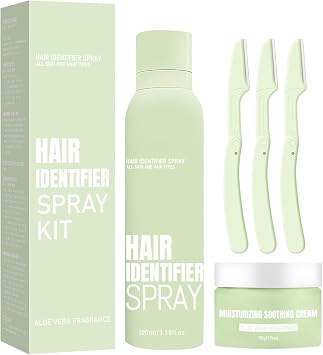 Facial Hair Remover - Hair Identifier Spray & Aloe Moisturizing Cream Set - Effortless, Precise Hair Removal for Women All Skin Types